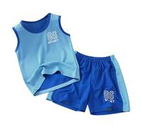 Generico Abbigliamento sportivo per bambini Tinta Unita Set Pagliaccetto Maniche Corte con Bottoni Tessuto Traspirante T-shirt Ricamate Festa Casual Taglie da 6 a 14 anni