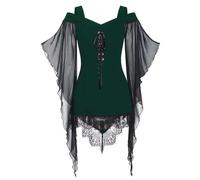 Generico Abiti Con Di Pipistrello Da Donna Elegante Vintage Vestito Da Steampunk Medievale Pipistrello Costumi Di Halloween Horror Cosplay Abito Da Vampiro In Pizzo Carnevale Costume Da Strega