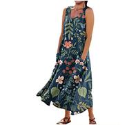 Generico Abiti Curvy Estiva Tubini Donna Estivi Promozioni del Giorno Vestito Chemisier Vero Sundress Estate Sportivo Smanicato Offerte Vestiti Cerimonia Eleganti Verde Scuro 4XL
