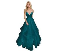 Generico Abiti da Ballo in Tulle con Spalle Scoperte E Scollo A V Scintillanti per Donna Lunghi Ed Eleganti Abiti da Sera Formali A Trapezio Teal 6XL
