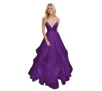 Generico Abiti da Ballo in Tulle con Spalle Scoperte E Scollo A V Scintillanti per Donna Lunghi Ed Eleganti Abiti da Sera Formali A Trapezio Orchid 3XL