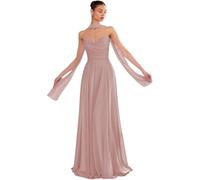 Generico Abiti da Damigella d'Onore in Chiffon con Scollo a Scialle per Matrimonio Lunghi Linea ad A fluidi Formali Abiti da invitata al Matrimonio Dusty Rose 8XL