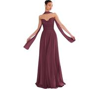 Generico Abiti da Damigella d'Onore in Chiffon con Scollo a Scialle per Matrimonio Lunghi Linea ad A fluidi Formali Abiti da invitata al Matrimonio Cinnamon Rose 6XL
