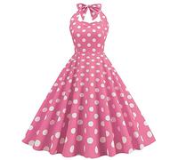 Genérico Abiti Da Festa Donna Abiti Eleganti Donna Senza Manica Stampa A Pois Moda Corsetto Piegato con Spalline Collo Gonna Vita Aderente Semplice Principessa Festa Notte Costume