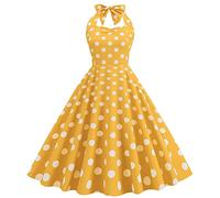 Genérico Abiti Da Festa Donna Abiti Eleganti Donna Senza Manica Stampa A Pois Moda Corsetto Piegato con Spalline Collo Gonna Vita Aderente Semplice Principessa Festa Notte Costume