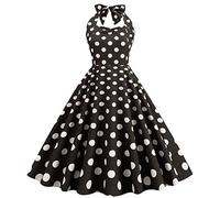 Genérico Abiti Da Festa Donna Abiti Eleganti Donna Senza Manica Stampa A Pois Moda Corsetto Piegato con Spalline Collo Gonna Vita Aderente Semplice Principessa Festa Notte Costume
