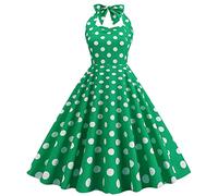 Genérico Abiti Da Festa Donna Abiti Eleganti Donna Senza Manica Stampa A Pois Moda Corsetto Piegato con Spalline Collo Gonna Vita Aderente Semplice Principessa Festa Notte Costume