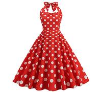 Genérico Abiti Da Festa Donna Abiti Eleganti Donna Senza Manica Stampa A Pois Moda Corsetto Piegato con Spalline Collo Gonna Vita Aderente Semplice Principessa Festa Notte Costume