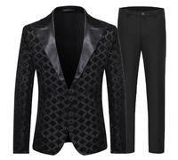 Generico Abiti da Uomo 2 Pezzi Suit Regular Fit Formale Lunghezza Media Matrimonio Festa Giacca 3 Tuta Business Giaccone Invernale per Sposo Testimone Ufficio