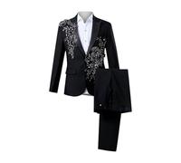 Generico Abiti da Uomo 2 Pezzi Suit Slim Fit Wedding Dinner Tuxedo Lunghezza Media Blazer con Colletto Rialzato 3 Tuta Business Abito Autunno Primavera Completo Formale