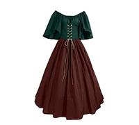 Generico Abiti di Halloween da Donna Elegante Rinascimentale Costumi di Halloween Medievale Vintage Vestito da Steampunk Cosplay Lungo Abito da Sera Curvy Maniche Corte Taglie Forti Abiti da Ballo