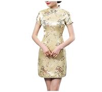 Generico Abiti Donna Cerimonia Autunno,Abito da Festa Corto da Donna A Maniche Corte con Collo E Aderente Mini Canotta