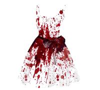 Generico Abiti Donna Schizzi di Sangue di Halloween Goth Offerte Punk Costume Schizzi di Sangue Swing Cosplay Maxi Abito Rinascimentale di Carnevale Costumi con Stampa Sanguinosa da Principessa Stile