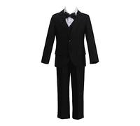 Generico Abiti Elegante Completi Per Ragazzi Con La Camicia Pantaloni Gilet e Papillon 5 Set Con La Vita Regolabile (Standard, 8 Anni, Nero)