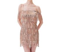 Generico Abiti Eleganti Donna Abiti da Ballo Donna Senza Maniche Tango Latin Jazz Paillettes Nappa Abito Vestito Vestiti da Latino Americano Frange Lustrino Vestiti da Rumba Samba