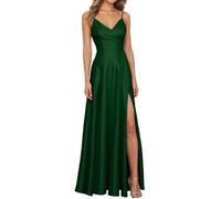 Generico Abiti Eleganti Donna Cerimonia Abito da Elegante per Donne con Scollo e Maniche Lunghe per Cerimonie e Occasioni Speciali (Green, XL)