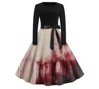 Generico Abiti Halloween Donna Halloween Donna Sexy Plus Size Vintage Abito Lungo Dress Gotica Lunghi Witch Tunica Rinascimentale Kleidung 2#Anguria Rosso M