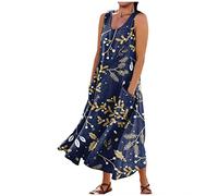 Generico Abiti Lino Donna Prendisole Cotone Hawaiano Smanicato Curvy Cerimonia Cottagecore Sconti 90 per Cento Abbigliamento Vestiti Estivi Lunghi Vestito Sexy Blu XXL