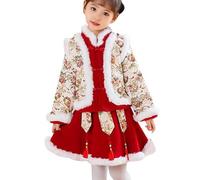 Generico Abiti per Bambini per Bambini per Il Capodanno Cinese Foderati in Pile Caldi Abiti da Principessa Tang Suit con Costumi di Prestazione della Borsa (Red, 18-24 Months)