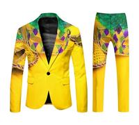 Generico Abiti Vintage da Uomo Bottoni Lavoro Blazer Lunghezza Media Casual Giacca E Pantaloni in Pelle Scamosciata Business Autunno Primavera Completo Formale