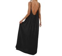 Generico Abito a Maglia da Donna per Il Tempo Libero con Schiena Scoperta Elegante a Maniche Lunghe Maxi Abito da Donna Casual Lungo Senza Maniche per Spiaggia Vacanza Matrimonio