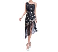 Generico Abito Anni '20, Flapper Lungo Con Frange, Stile Grande Gatsby, Roaring Anni '20, Abito Vintage Art Deco Vestito Con Paillettes In Rilievo