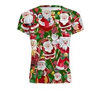 Generico Abito Classico Abbottonato Camiseta Informal con Cuello Redondo estampada, Blusa de Manga de Otoño para Hombre, Blusa Corta Invierno y Navidad para Hombre