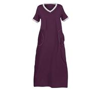 Generico Abito Corto da Donna Camicia da Notte Camicia da Notte Camicia da Notte Ultra Morbida Abito da Donna a Figura Intera Buccia di Pigiama (Red, L)