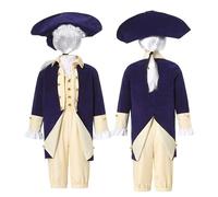 Generico Abito da Avvocato Americano per Bambini Set Completo Gioco Ruolo Uniforme Storica con Gilet