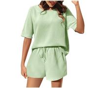 Generico Abito da Donna a Maniche Corte, Casual e Confortevole, in Stile straniero, con Maniche Corte (Light Green, L)