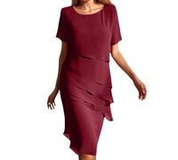 Generico Abito da Donna Elegante con Maniche A Balze A più Strati, Stile Disinvolto per Ogni Occasione, Abiti Morbidi E Fluenti con Scollo Ampio, Abito Elegante