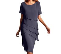 Generico Abito da Donna Elegante con Maniche A Balze A più Strati, Stile Disinvolto per Ogni Occasione, Abiti Morbidi E Fluenti con Scollo Ampio, Abito Elegante