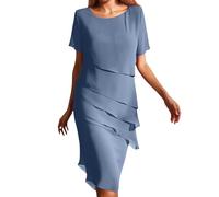 Generico Abito da Donna Elegante con Maniche A Balze A più Strati, Stile Disinvolto per Ogni Occasione, Abiti Morbidi E Fluenti con Scollo Ampio, Abito Elegante