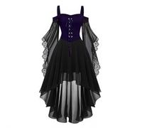 Generico Abito da donna medievale con maniche a tromba, abito tradizionale irlandese per donne rinascimentali, cosplay, carnevale, feste di Halloween Donna Casual
