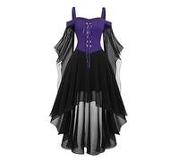 Generico Abito da donna medievale con maniche a tromba, abito tradizionale irlandese per donne rinascimentali comodo, cosplay, carnevale, feste di Halloween