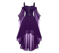 Generico Abito da Donna Medievale Con Maniche a Tromba, Rinascimentale, Costume a Corsetto per Halloween, Vittoriano