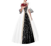 Generico Abito Da Donna Retrò Medievale Costume Vampiro Ragazze Cosplay Costumi Medioevo Abbigliamento Rinascimentale Vestito Gotico Manica Lunga Halloween Carnevale