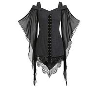 Generico Abito Da Donna Retrò Medievale Costume Vampiro Ragazze Rinascimentale Vestito Con Cappuccio Halloween Adulti Maniche Svasate Rinascimento Sera
