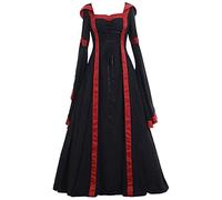 Generico Abito Da Donna Retrò Medievale Maxi Maniche Tromba Stile Abbigliamento Rinascimentale Sera Taglie Forti Manica Lunga Costume Regina Halloween Carnevale