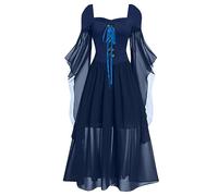 Generico Abito Da Donna Retrò Medievale Maxi Strega Vampiressa Bambina Cosplay Donne Lungo Vestito Maniche Svasate Rinascimento Rinascimentale Halloween Carnevale