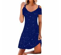 Generico Abito da Festa Flapper Donna Maniche Corte con Paillettes Charleston Schiena Aperta Bordo di Frange Dettagli Perle Carnevale Stilizzato Sera Costume Ballo