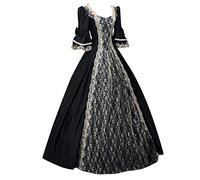 Generico Abito da Sera Lungo Donna Medievale Vittoriano per Il Rinascimento per Carnevale Halloween Feste Principessa Costume da Regina Donna Abito Retrò Senza Spalline con Finiture in Pizzo