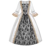 Generico Abito da Sera Lungo Donna Medievale Vittoriano per Il Rinascimento per Carnevale Halloween Vintage Costume da Regina Donna Feste Principessa Palazzo Vestito Gotico Pizzo