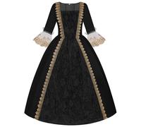 Generico Abito da Sera Lungo Donna Medievale Vittoriano per Il Rinascimento per Carnevale Halloween Vintage Costume da Regina Donna Feste Principessa Palazzo Vestito Gotico Pizzo