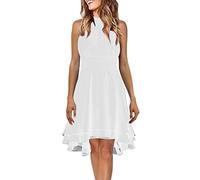 Generico Abito Donna - Abito da Donna in Chiffon con Bottoni Casual Estivo con Scollo all' Confortevole Ed Elegante Ideale per La Casa per Quando Si È Fuori Casa E per Le Vacanze