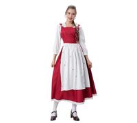 Generico Abito Donna Cappuccio Cosplay Natale Principessa Lungo, Red, L | Tessuto Morbido Traspirante, Vestibilità Comoda Regolare, Gonna Lunga Ampia, Cappuccio Incluso, Per Festa Natale