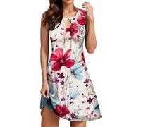 Generico Abito Donna Casual Elegante con Scollo a V Profondo e Fibbia Anello Vuoto per Un Moderno e Stiloso 'Anno 2024 (1-Beige, L)