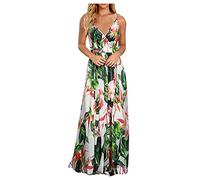 Generico Abito Donna Floreale Boho Senza Schienale Lungo Maxi per Spiaggia Serata Festa Estivo Elegante (White, XXL)