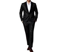 Generico Abito Glitterato Da Uomo Elegante In 2 Pezzi Maniche Lunghe Set Abito Business Blazer e Pantaloni Tinta Unita Abito Da Festa Tuta Sportiva Giacca Slim Fit Abito In Cotone Outfit