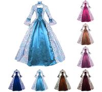 Generico Abito Gotico Medievale con Inserti Abito da ballo da donna rinascimentale Maria Antonietta vittoriano medievale stampa floreale costume per Halloween